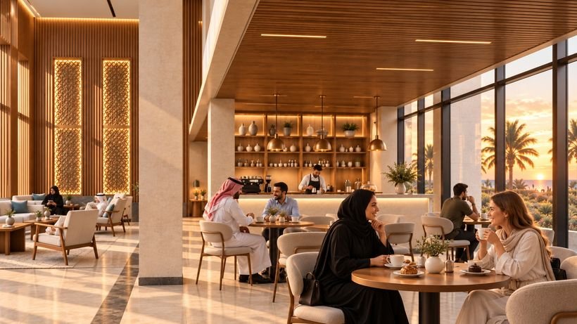 Coffee and conversation in the café