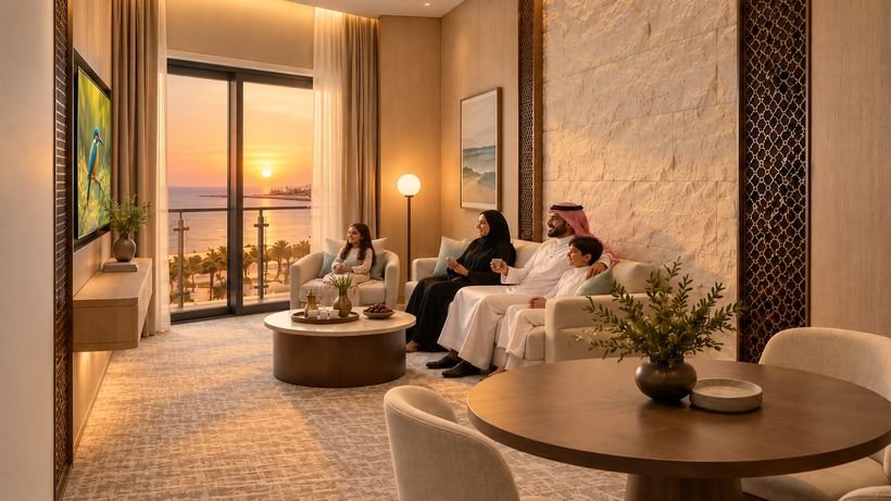 A suite at sunset