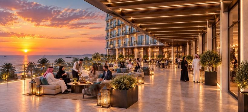 Evening on the sunset terrace