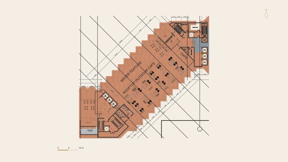 Roof – plant zone, restaurant and café