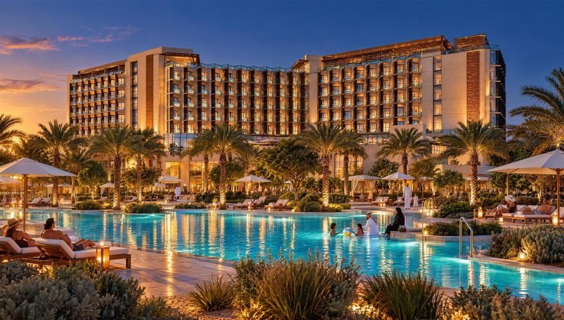 Resort pool blue hour