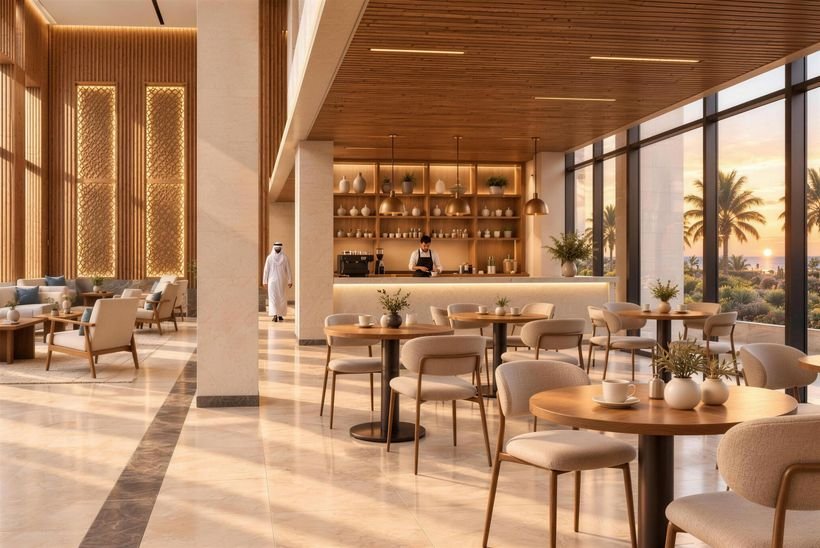 Cafe counter and window seating