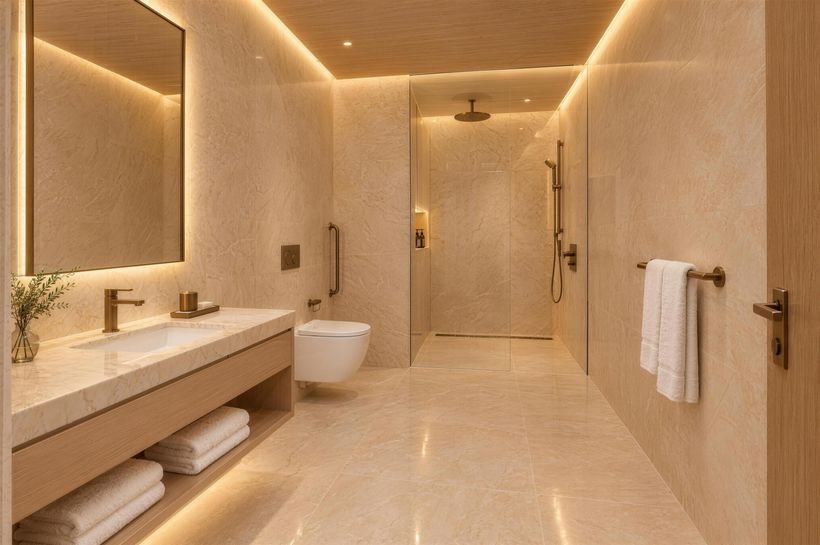 Guest bathroom wide view